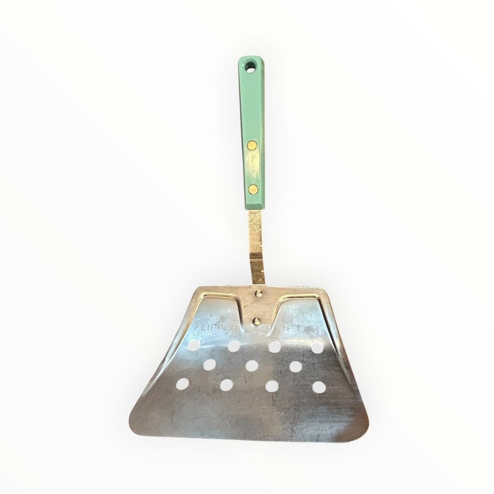 Vintage Ekco Forge Stainless Steel Flipper Lifter Spatula Turquoise Blue Handle